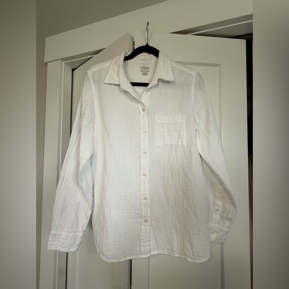 J Crew Factory White Textured Women’s Button Down Shirt - Picture 2 of 3